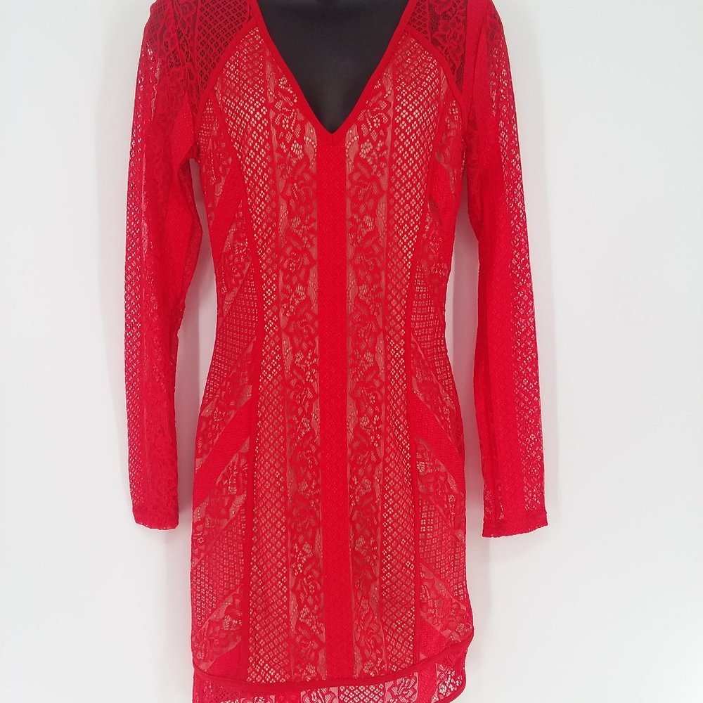 Red Lace Mini Dress Size Medium BRAND NEW